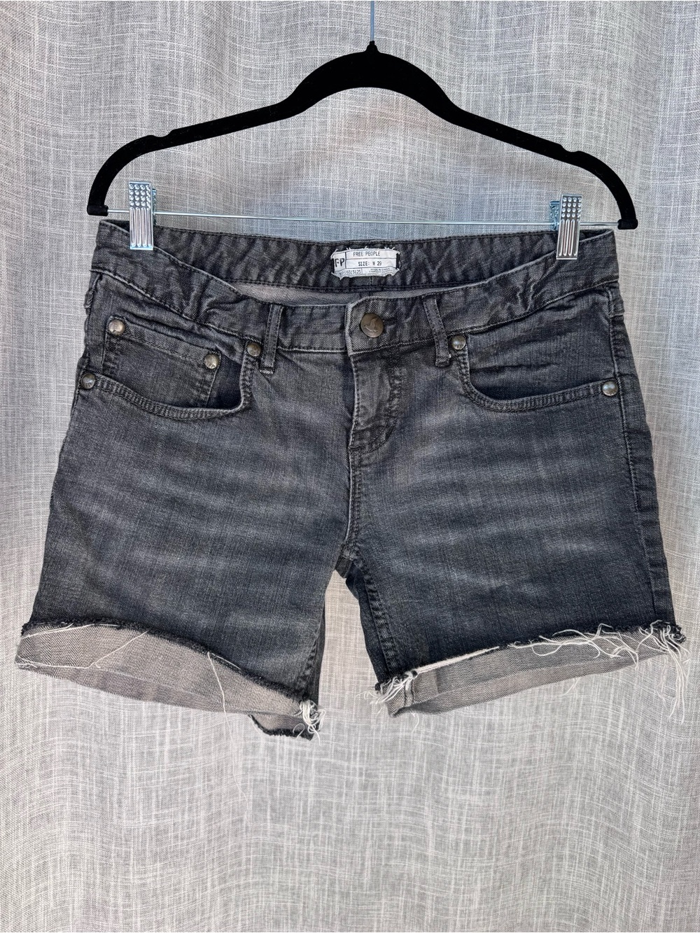 Free People Black Washed Denim Cutoff Shorts 29